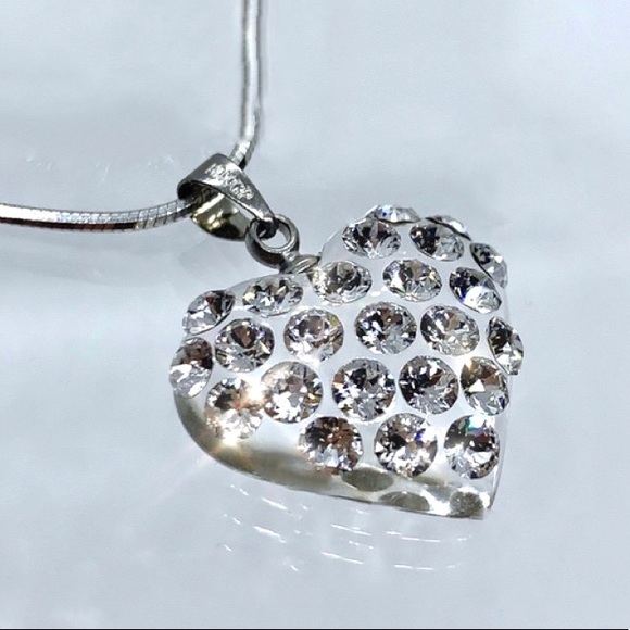 Acrylic Crystal Heart Necklace Embellished With Genuine “Crystal Stone Elements” - Picture 4 of 12